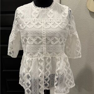 Chicwish White Floral Lace Blouse